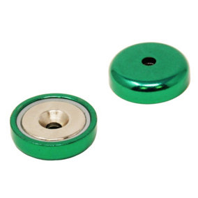 Green A Type Neodymium Pot Magnet for Arts, Crafts, Model Making, DIY, Hobbies, Office, and Home - 32mm dia