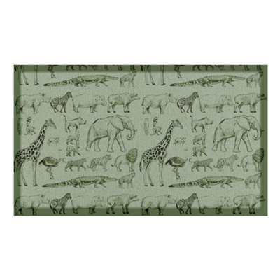 Green African Animals Indoor & Outdoor Doormat - 70x40cm