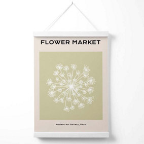 Green and Beige Dandelion Flower Market Simplicity Poster with Hanger / 33cm / White