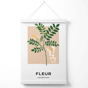 Green and Beige Wildflower Flower Market Minimalist Poster with Hanger / 33cm / White