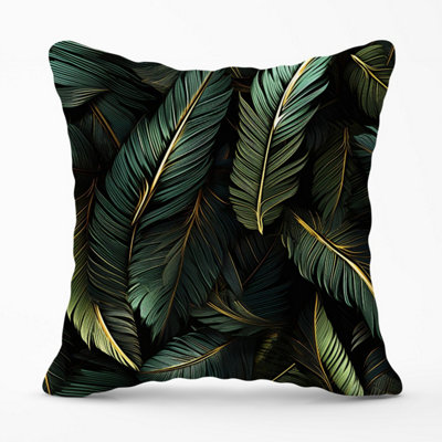 Green and Gold Leaves Outdoor Cushion 45cm x 45cm