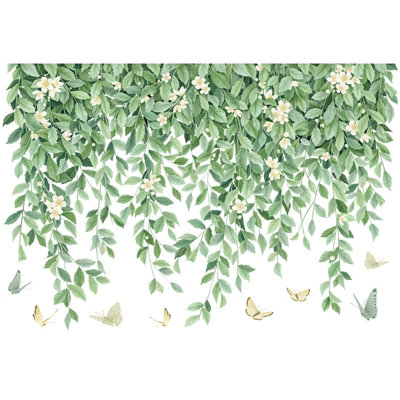 Green and white wall sticker - Spring decoration - Living room, bedroom ...