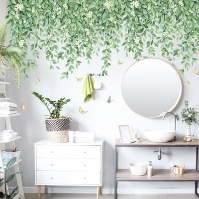 Green and white wall sticker - Spring decoration - Living room, bedroom ...