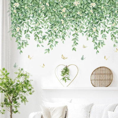Green and white wall sticker - Spring decoration - Living room, bedroom ...