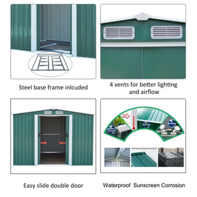 Green Apex Roof Garden Metal Furniture Storage Tool Storage Shed Hot ...