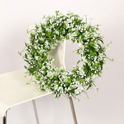 Green Artificial Round Wreath Wall Decoration Dia 45cm