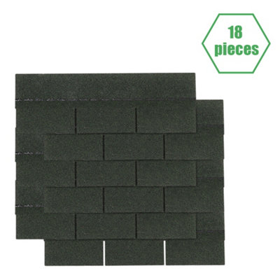 Green Asphalt Roof Shingle Garden Bitumen Roofing Shingles Shed Roof Tiles 2.6 m² 18 Pcs