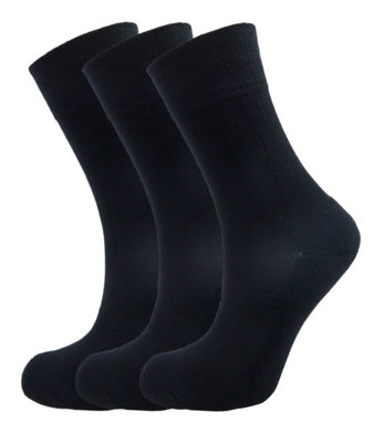 Green Bear Unisex Bamboo BLACK Colour Socks-size 12-14 Cushioned Sole - Soft & Antibacterial - 3 Pack