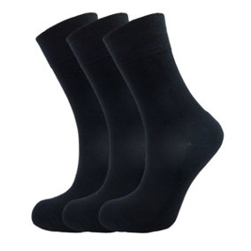 Green Bear Unisex Bamboo BLACK Colour Socks-size 6-8 Cushioned Sole - Soft & Antibacterial - 3 Pack