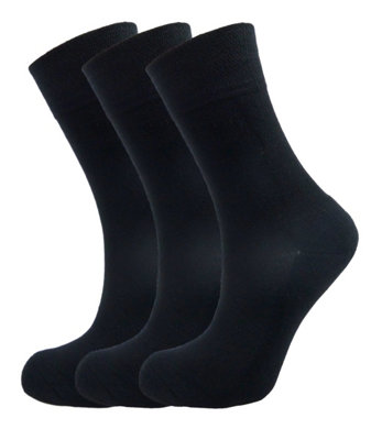 Green Bear Unisex Bamboo BLACK Colour Socks-size 9-11 Cushioned Sole - Soft & Antibacterial - 3 Pack