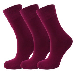 Green Bear Unisex Bamboo BURGUNDY Colour Socks-size 6-8 Cushioned Sole - Soft & Antibacterial - 3 Pack