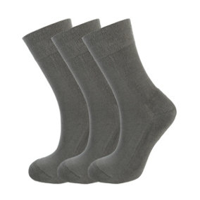 Green Bear Unisex Bamboo GREY Colour Socks-size 12-14 Cushioned Sole - Soft & Antibacterial - 3 Pack