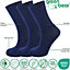 Green Bear Unisex Bamboo NAVY Colour Socks-size 12-14 Cushioned Sole - Soft & Antibacterial - 3 Pack