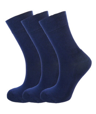 Green Bear Unisex Bamboo NAVY Colour Socks-size 3-5 Cushioned Sole - Soft & Antibacterial - 3 Pack