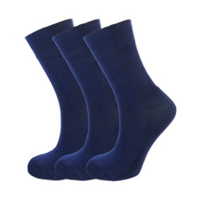 Green Bear Unisex Bamboo NAVY Colour Socks-size 6-8 Cushioned Sole - Soft & Antibacterial - 3 Pack