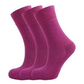 Green Bear Unisex Bamboo PINK Colour Socks-size 3-5 Cushioned Sole - Soft & Antibacterial - 3 Pack