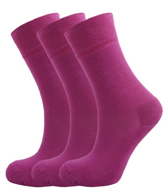 Green Bear Unisex Bamboo PINK Colour Socks-size 6-8 Cushioned Sole - Soft & Antibacterial - 3 Pack
