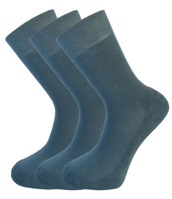 Green Bear Unisex Bamboo RAF BLUE Colour Socks-size 6-8 Cushioned Sole - Soft & Antibacterial - 3 Pack