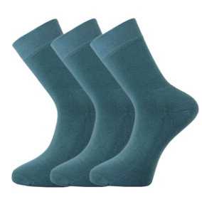 Green Bear Unisex Bamboo TEAL Colour Socks-size 3-5 Cushioned Sole - Soft & Antibacterial - 3 Pack