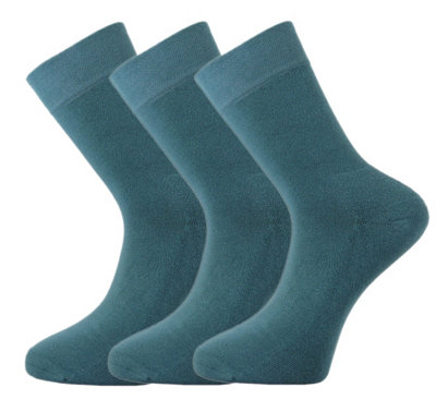 Green Bear Unisex Bamboo TEAL Colour Socks-size 6-8 Cushioned Sole - Soft & Antibacterial - 3 Pack