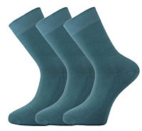 Green Bear Unisex Bamboo TEAL Colour Socks-size 9-11 Cushioned Sole - Soft & Antibacterial - 3 Pack