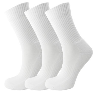Green Bear Unisex Bamboo White Crew Sports Socks: Size 3-5 - Cushioned Sole-Soft Antibacterial-3 Pack