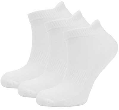 Green Bear Unisex Bamboo WHITE  Trainer Sports Socks: Size 3-5 - Cushioned Sole - Soft Antibacterial - 3 Pack