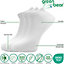 Green Bear Unisex Bamboo WHITE  Trainer Sports Socks: Size 3-5 - Cushioned Sole - Soft Antibacterial - 3 Pack