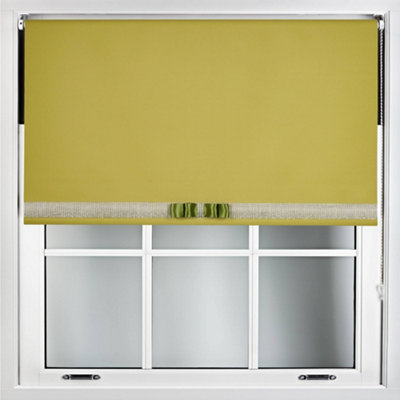 Green Blackout Roller Blind with Silver Diamante & Green Bow Free Cut Down Service by Furnished - (W)240cm x (L)210cm