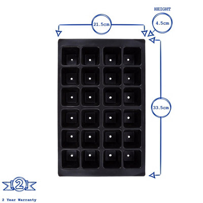 Green Blade 24 Cell Seed Trays - Black - Pack of 3