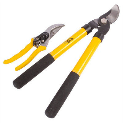 Green Blade 2pc Carbon Steel Loppers & Secateurs Set - Yellow