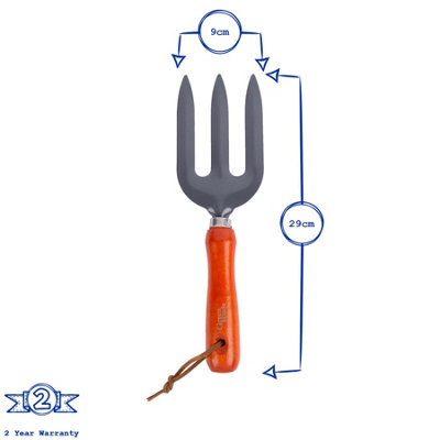 Green Blade - Heavy Duty Wooden Handle Hand Fork - Red