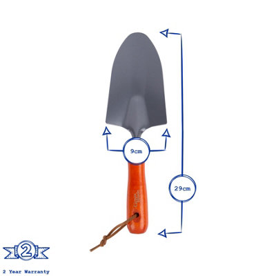 Green Blade - Heavy Duty Wooden Handle Hand Trowel - Red