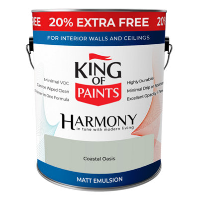 Green,blue Grey Matt Emulsion Coastal Oasis King of Paints Harmony 3L