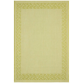 Green Bordered Modern Easy To Clean Rug For Dining Room-200cm x 290 cm