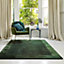 Green Bordered Wool Handmade Luxurious Modern Plain Easy to Clean Rug For Dining Room Bedroom And Living Room-80cm X 150cm