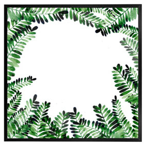 Green botanical leaves (Picutre Frame) / 20x20" / Black