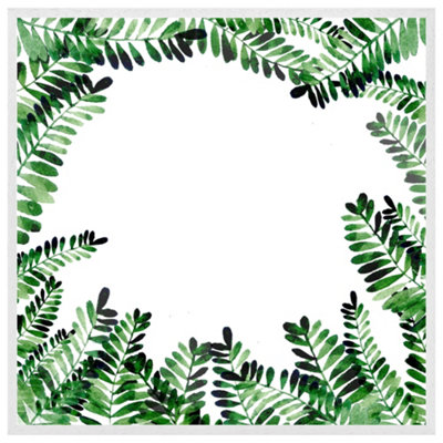 Green botanical leaves (Picutre Frame) / 20x20" / Black