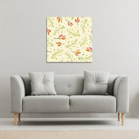 Green Branches on Light Background (Canvas Print) / 46 x 46 x 4cm