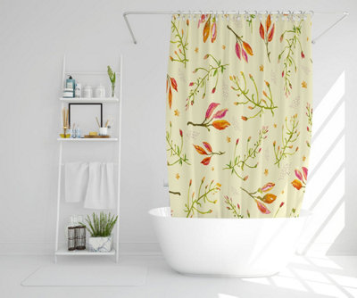 Green Branches on Light Background (Shower Curtain) / Default Title