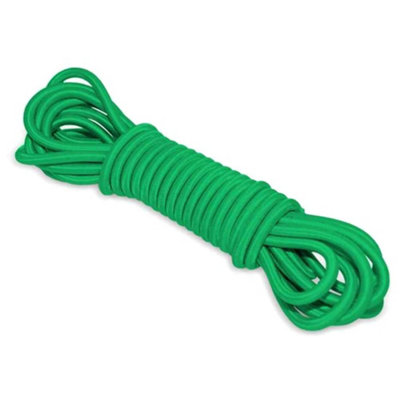 Green Bungee Cord - 20 m / 65 ft of 10 mm Bungee Rope, Shock Cord, Bungee Strap, Elastic Rope, Tie Down - Stretch at least 100%