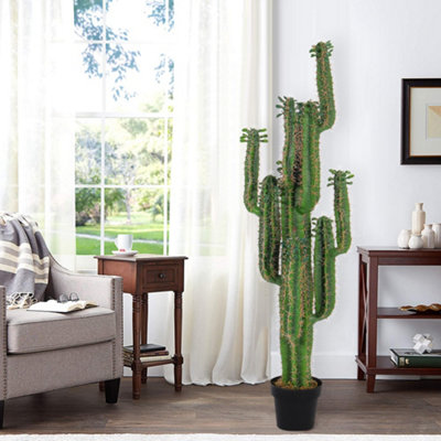 Green Cactus Artificial Plant in Black Pot 150 cm