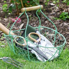 Green Chicken Wire Trug Outdoor Garden Storage Tools Basket