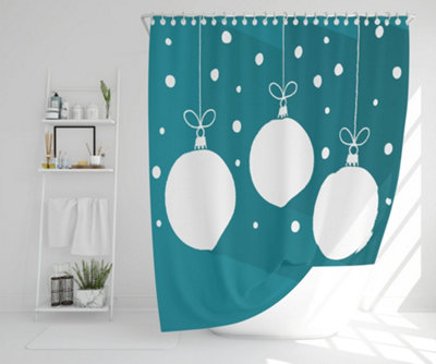 Green christmas baubles (shower curtain) / Default Title