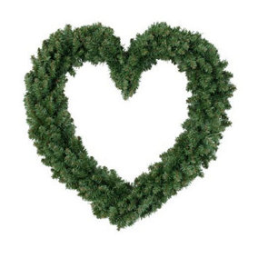 Green Christmas Wreath Heart Shaped 50cm