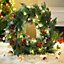 Green Christmas Wreath Red Berries Xmas Decoration with LED Light 50 cm