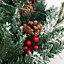 Green Christmas Wreath Red Berries Xmas Decoration with LED Light 50 cm