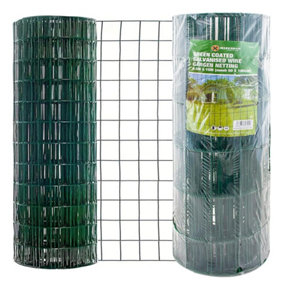 Green Coated Galvanised Wire Garden Netting Mesh 13mm Outdoor 0.9m X 10m