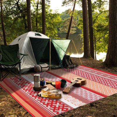 Green Decore 120 x 180 cm Prime Red / Orange Reversible Plastic Camping, Picnic and Garden Outdoor Rug