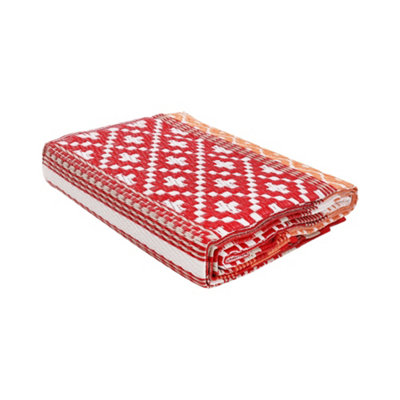 Green Decore 120 x 180 cm Prime Red / Orange Reversible Plastic Camping, Picnic and Garden Outdoor Rug